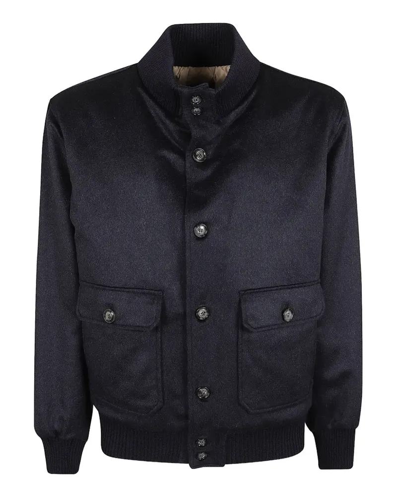 BARBA Geknöpfte Bomberjacke - Blau Blau