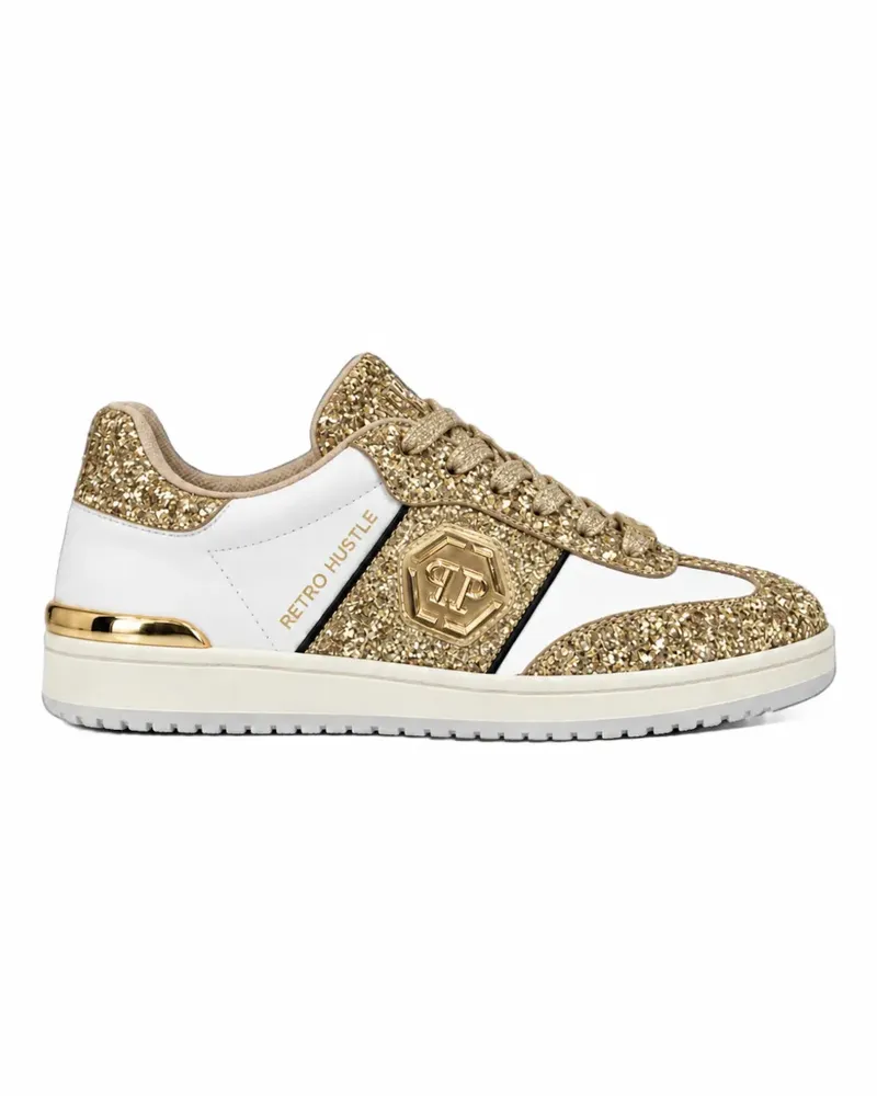 Philipp Plein Retro Hustle Mix Sneakers im Glitter-Look - Gold Gold