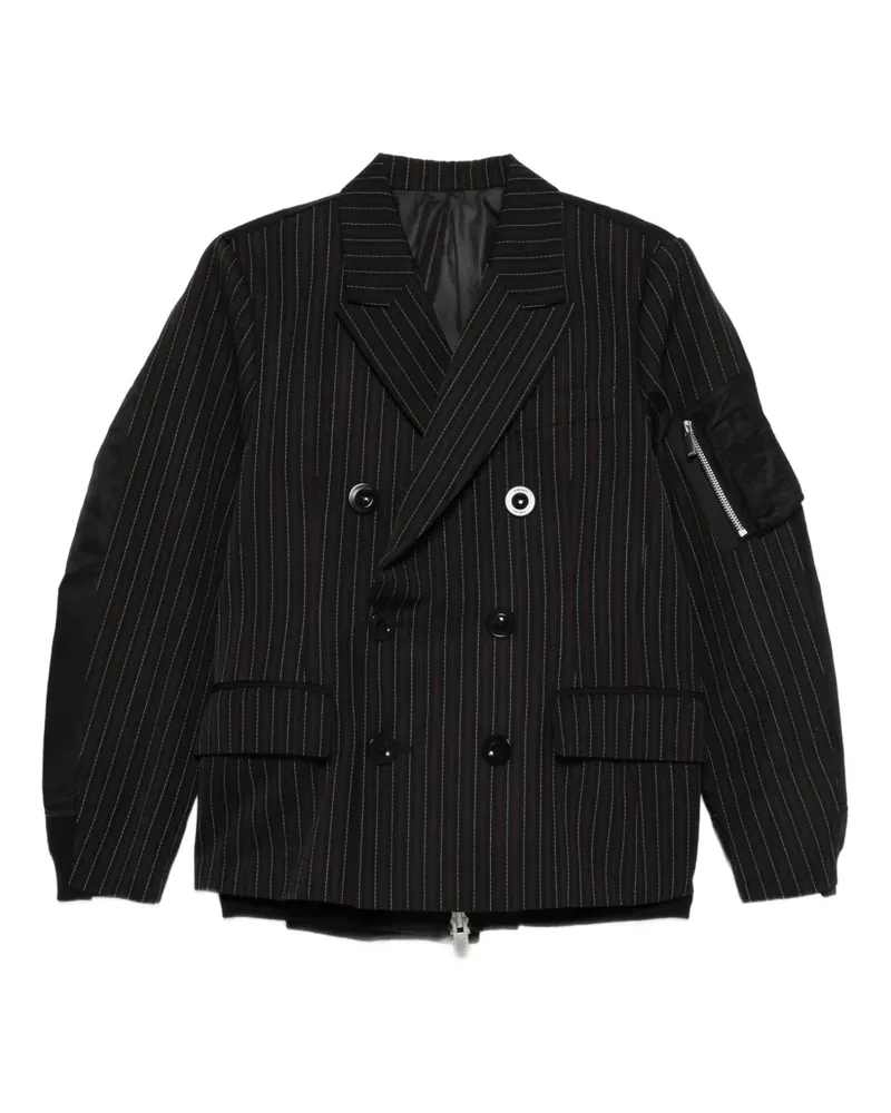Sacai pinstripe double-breasted jacket - Schwarz Schwarz
