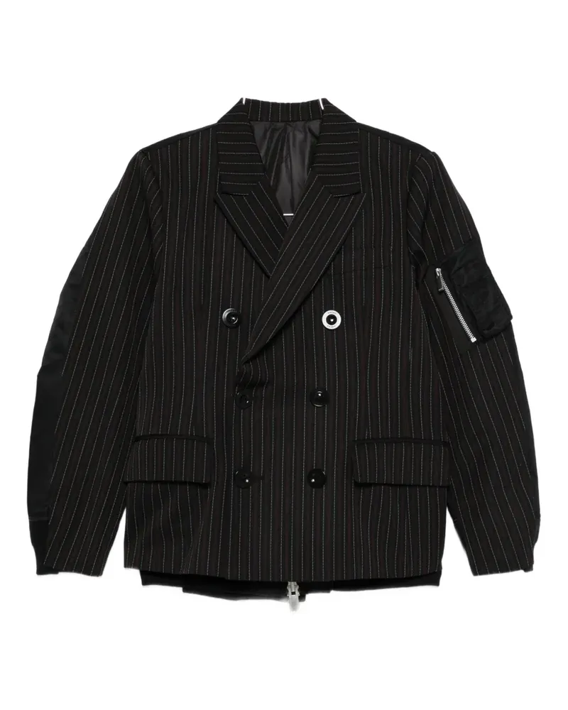 Sacai pinstripe double-breasted jacket - Schwarz Schwarz