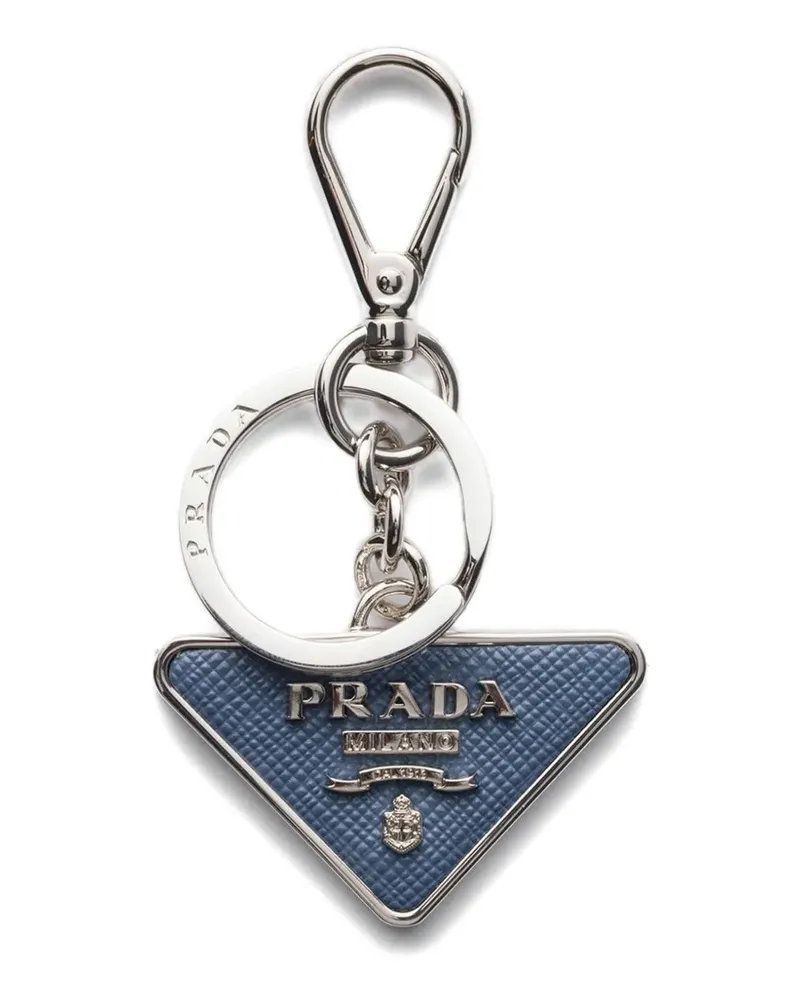 Prada Saffiano leather and metal keychain - Blau Blau