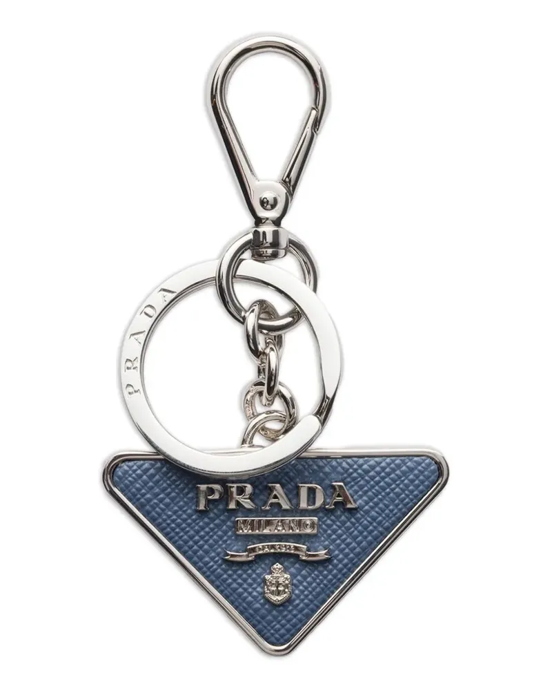 Prada Saffiano leather and metal keychain - Blau Blau