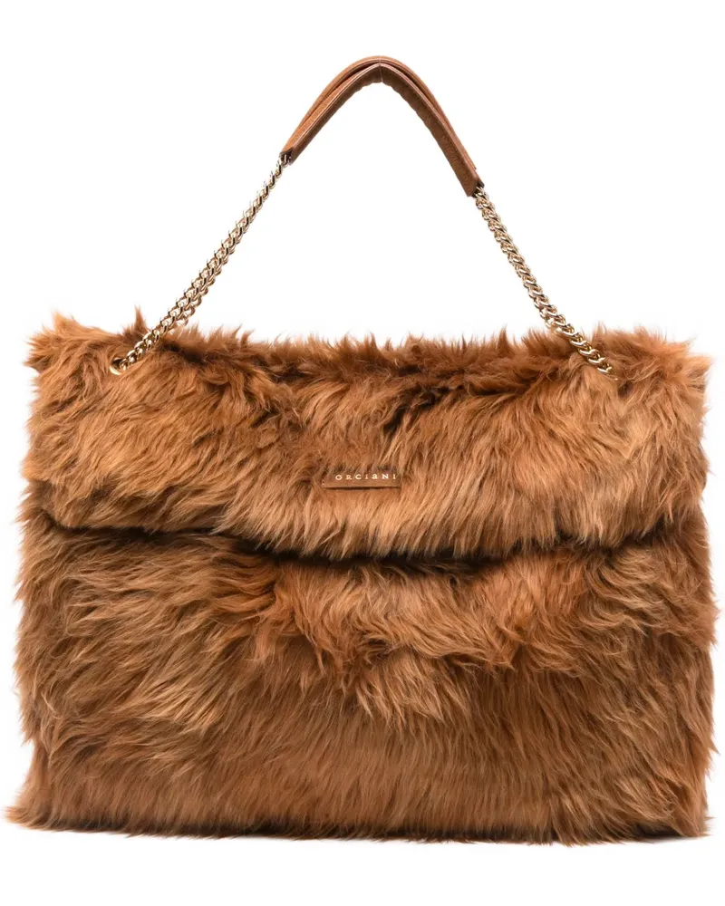 Orciani Schultertasche aus Faux Fur - Braun Braun