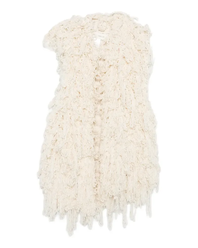 Isabel Benenato fringed gilet - Nude Nude