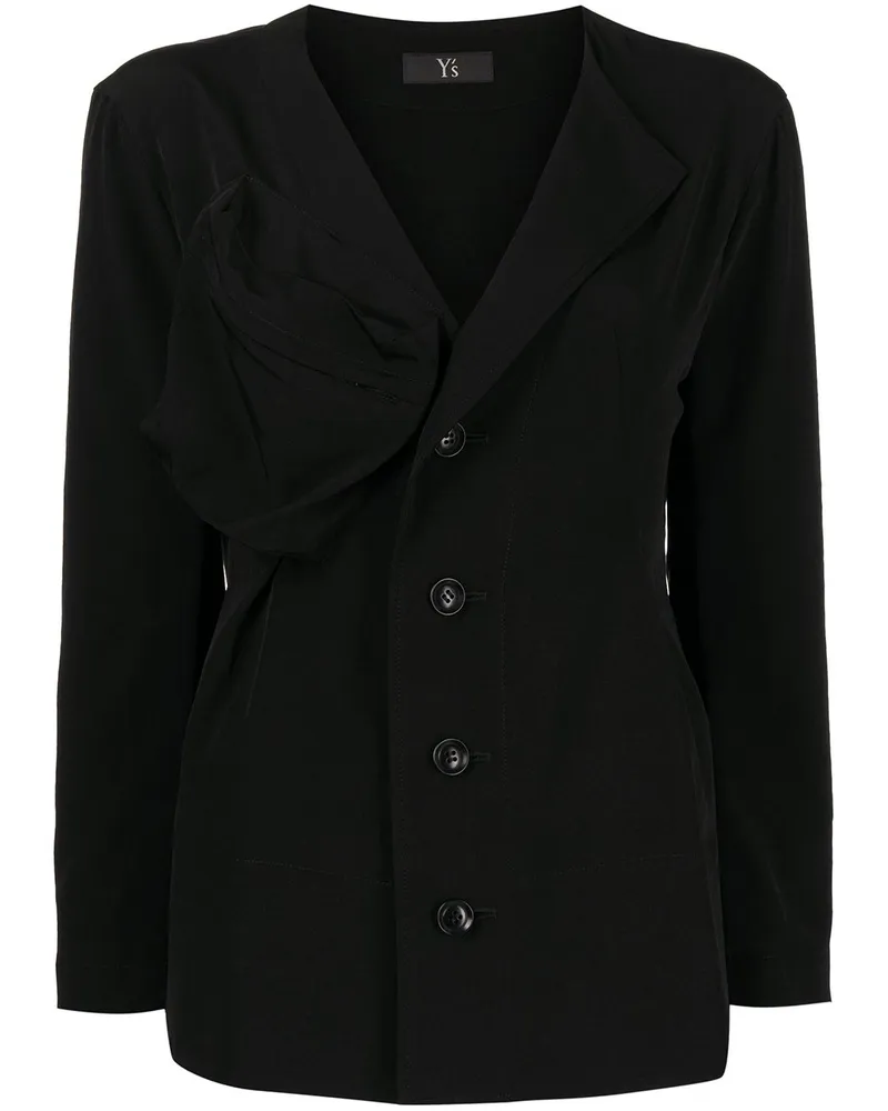 Yohji Yamamoto Geraffte Jacke - Schwarz Schwarz