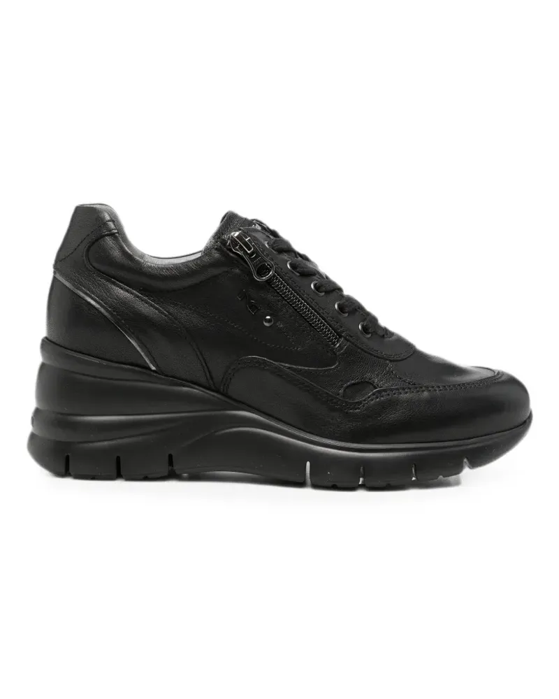 Nero Gardini zip-detail leather wedge sneakers - Schwarz Schwarz