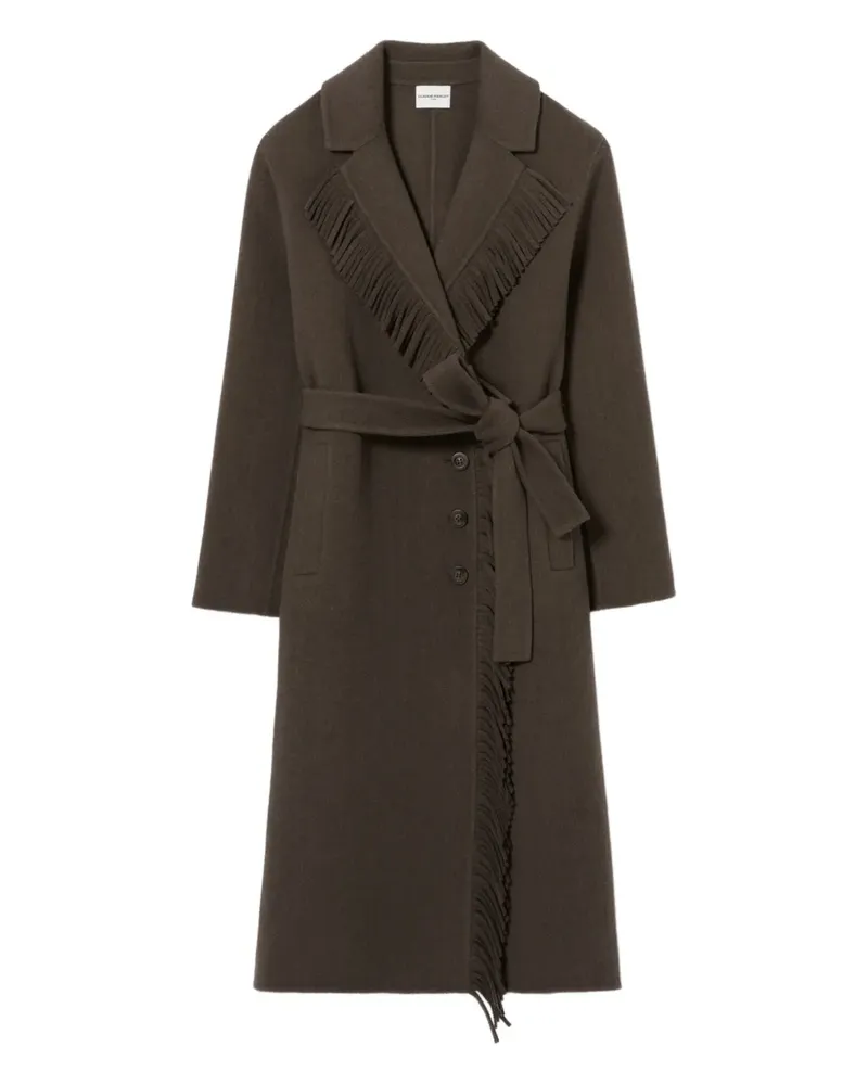 Claudie Pierlot fringe-trimmed belted coat - Braun Braun