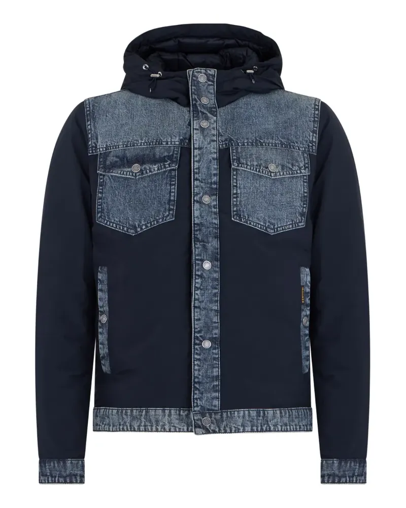 MOORER hood pocket padded jacket - Blau Blau