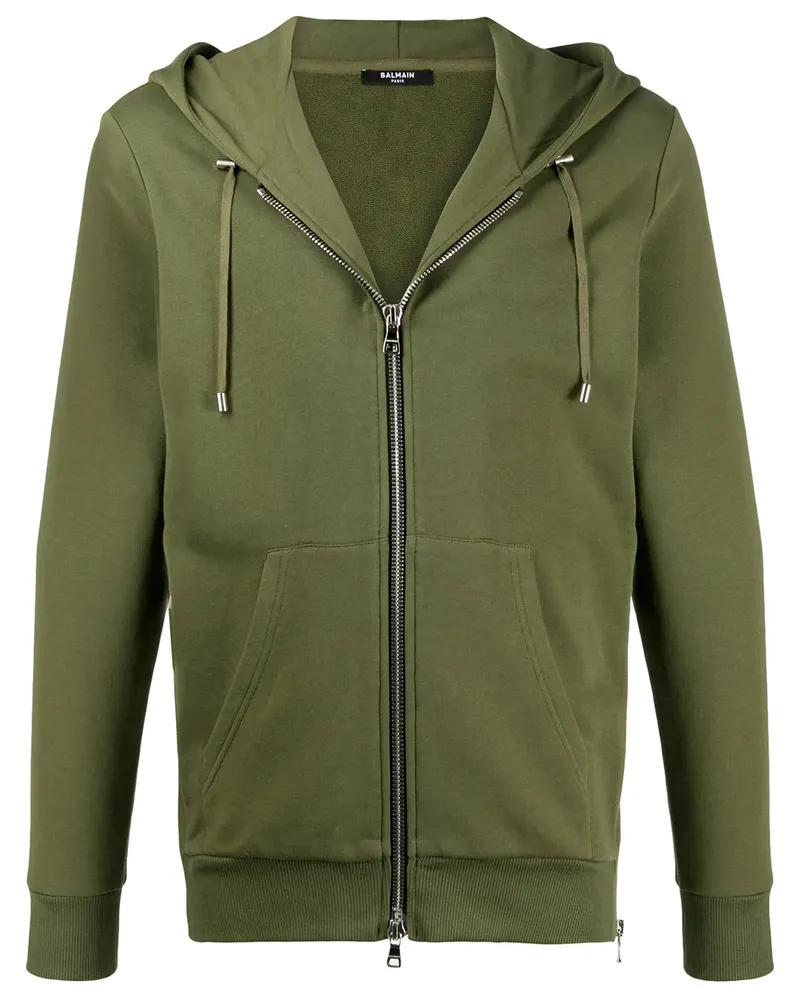 Balmain Kapuzenjacke mit Reißverschluss - Grün Grün