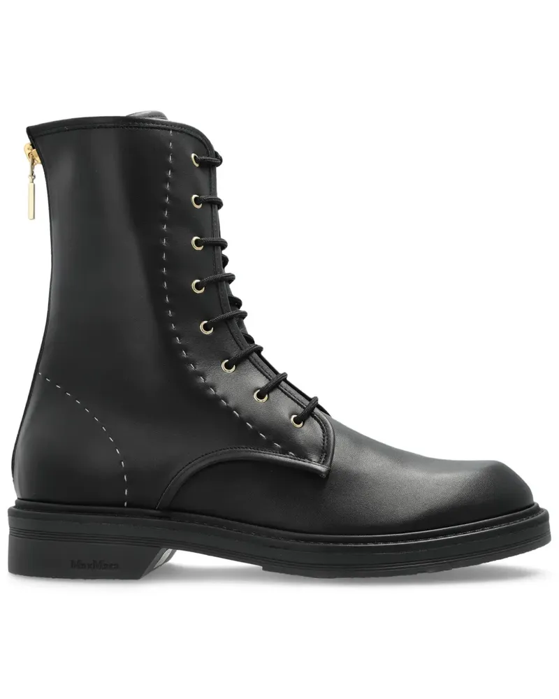 Max Mara Bikerstiefel mit Schnürung - Schwarz Schwarz
