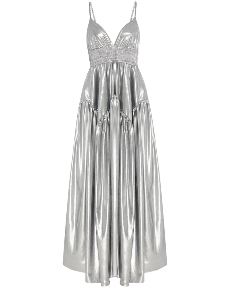 Rosetta Getty Gerafftes Maxikleid mit Schößchen - Silber Silber