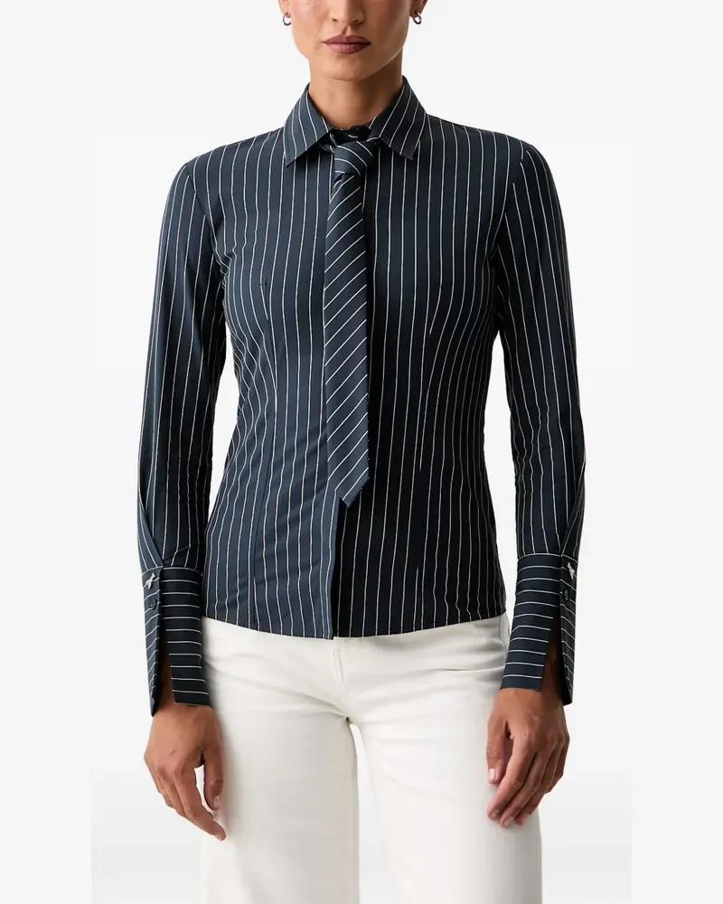 Patrizia Pepe Hemd mit Nadelstreifen und Schleifendetail - Blau Blau