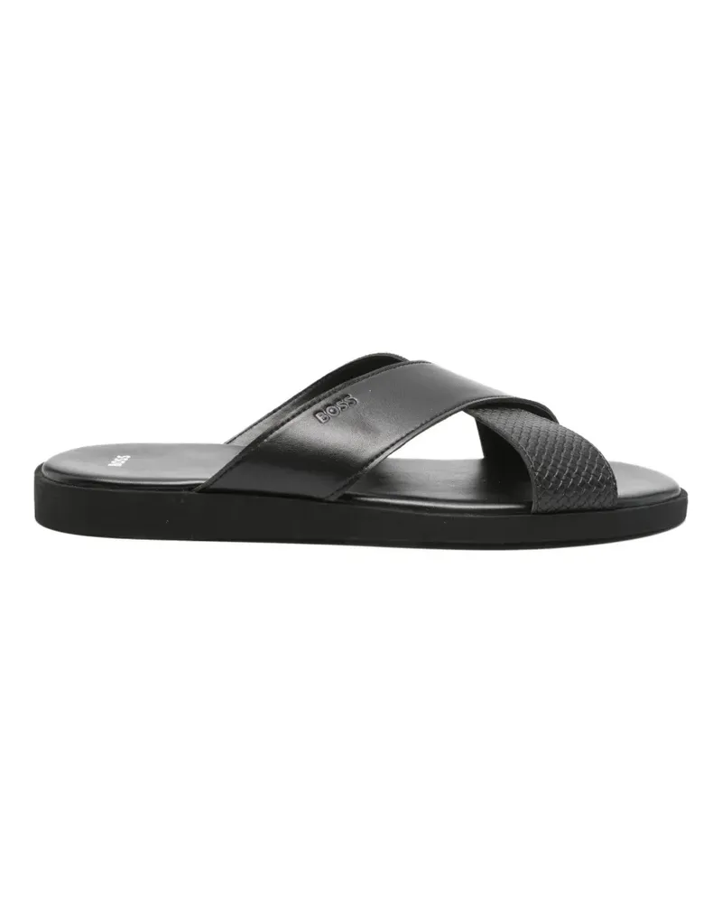 HUGO BOSS Darrel crisscross strap slides - Schwarz Schwarz