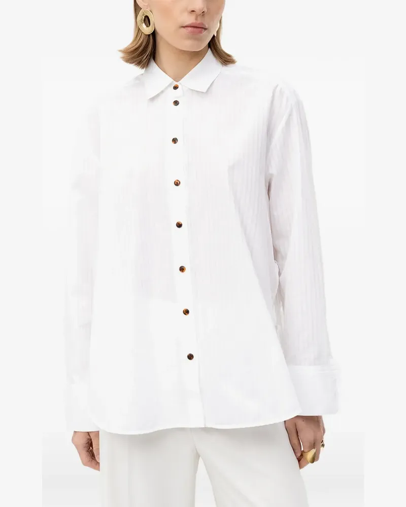 HUGO BOSS vertical-stripe long-sleeve shirt - Weiß Weiß