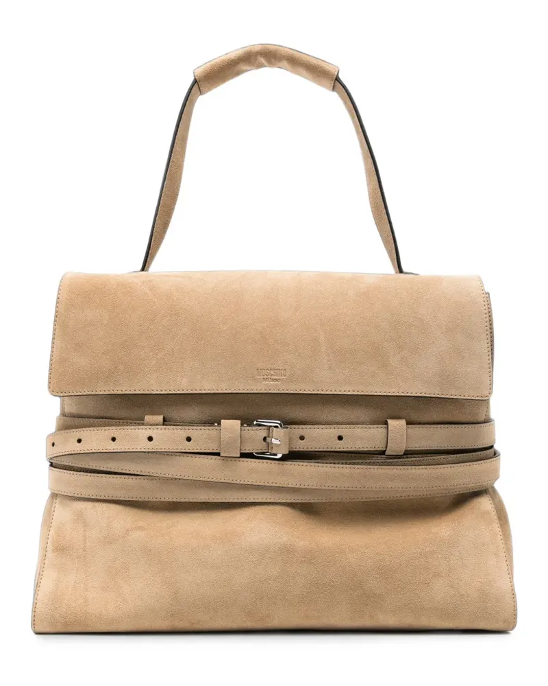 Moschino belted suede tote bag - Nude Nude