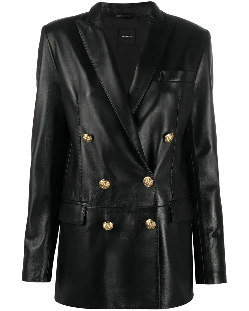Tagliatore Doppelreihige Lederjacke - Schwarz Schwarz