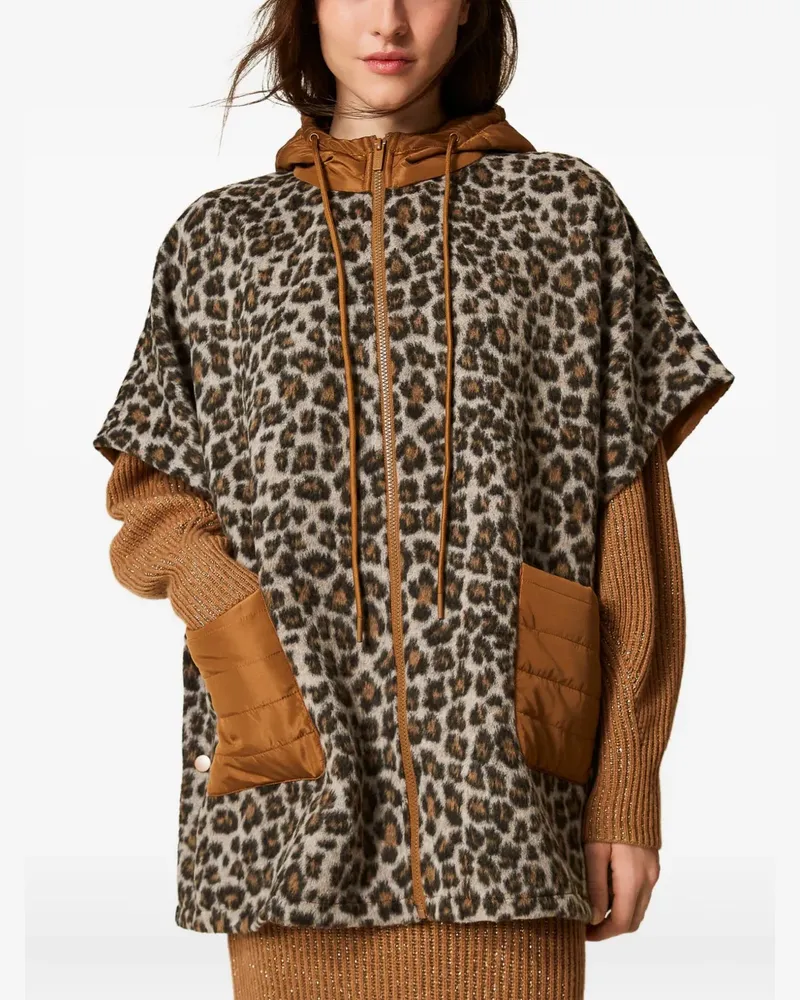 Twin-Set Kapuzenjacke mit Leoparden-Print - Braun Braun