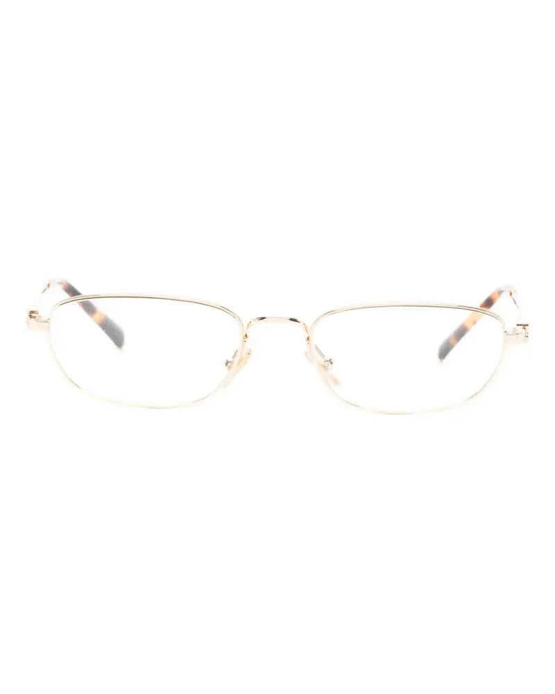 Miu Miu logo-plaque rectangle-frame glasses - Gold Gold