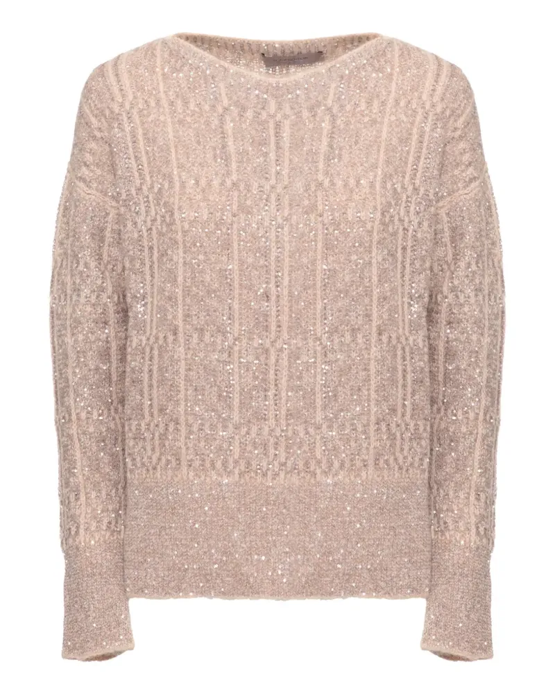 D.EXTERIOR sequin-embellished cable-knit sweater - Rosa Rosa