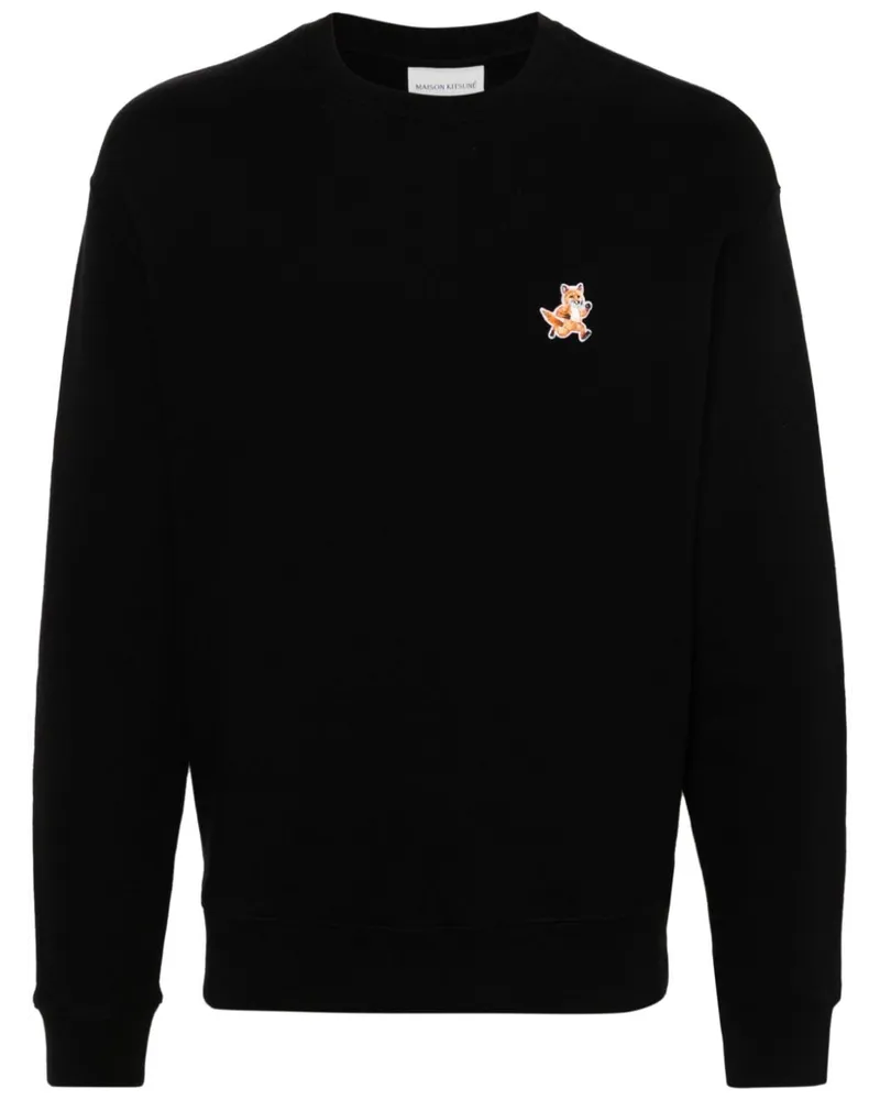 Kitsuné Sweatshirt mit Speedy Fox-Patch Schwarz