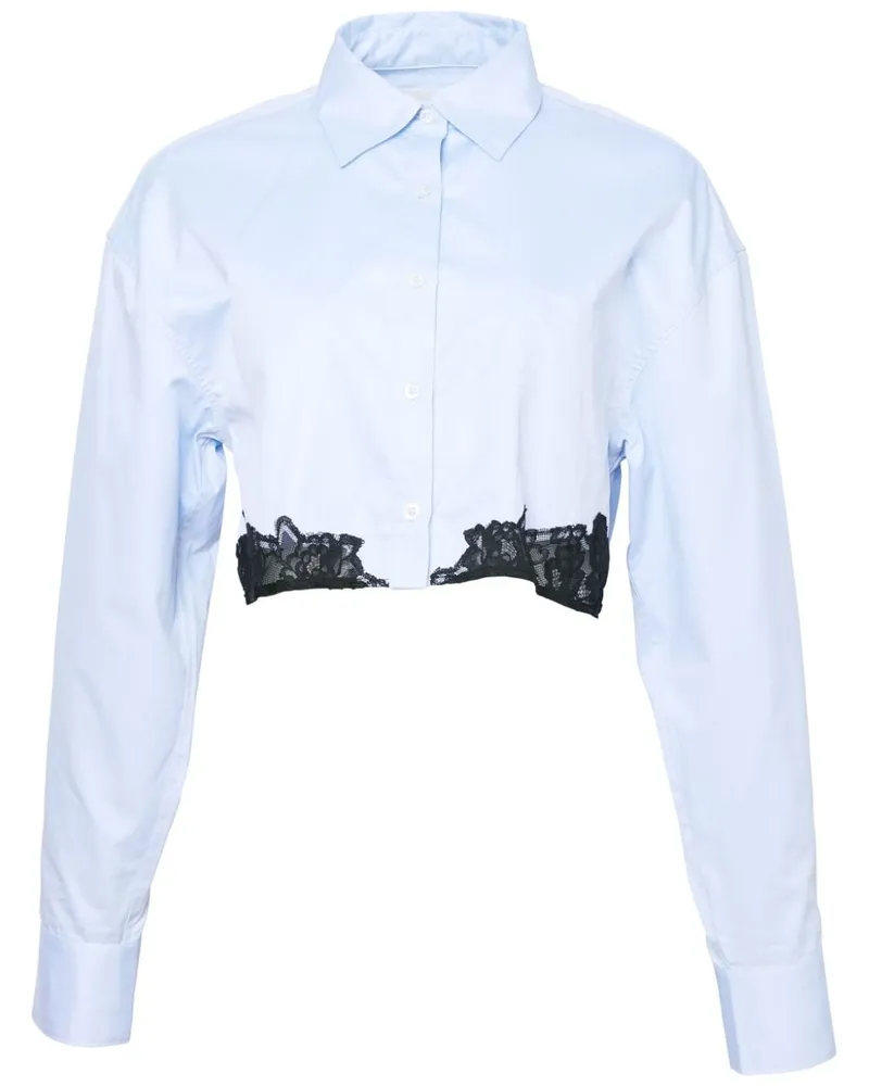 Fleur Du Mal Cropped-Hemd aus Popeline - Blau Blau