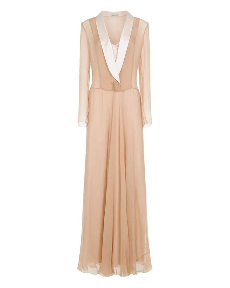 Alberta Ferretti V-neck silk maxi dress - Nude Nude