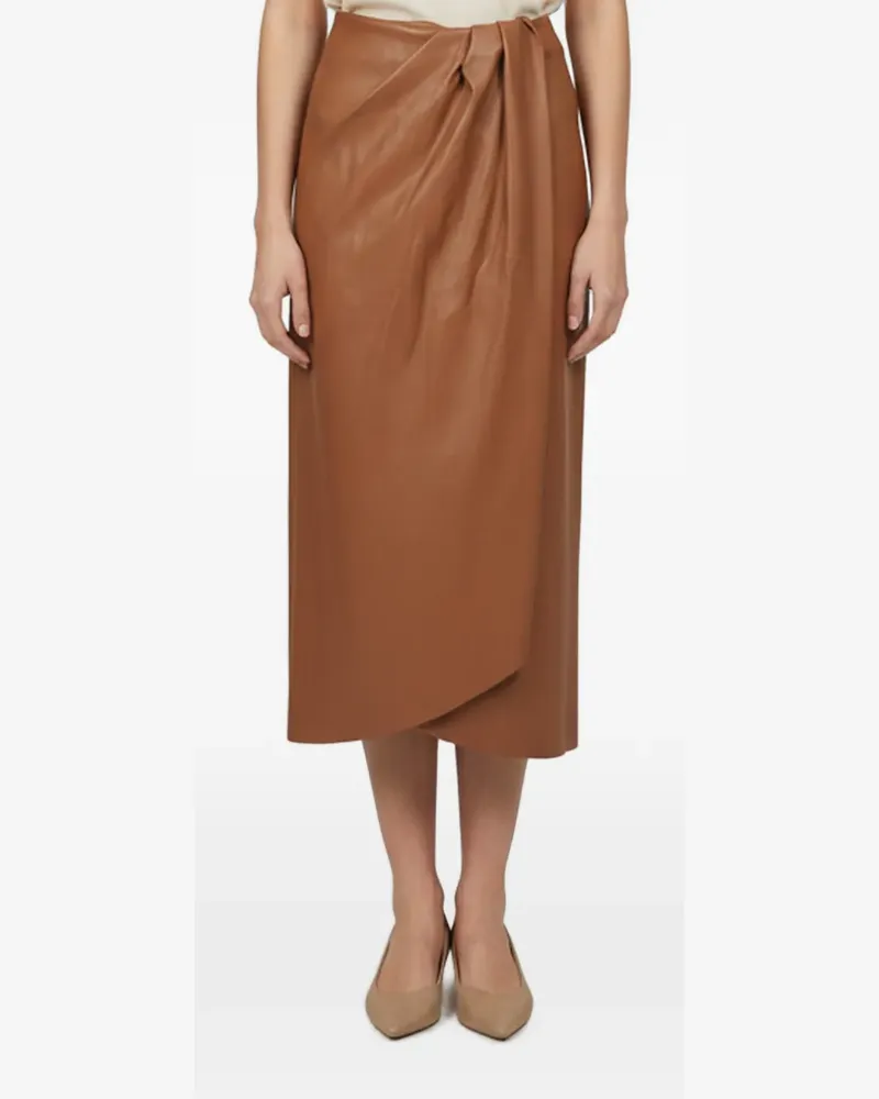 Johanna Ortiz Pacifico Sur gathered midi skirt - Braun Braun