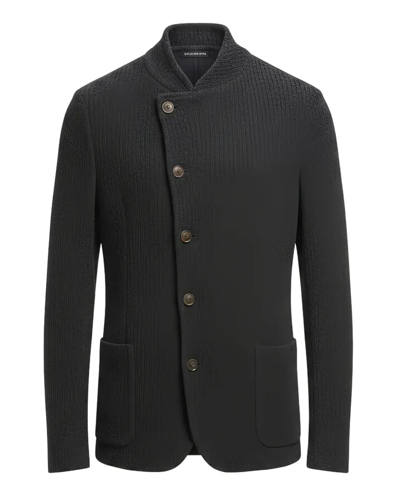 Emporio Armani Cardigan aus Strukturstrick mit asymmetrischem Verschluss - Grau Grau