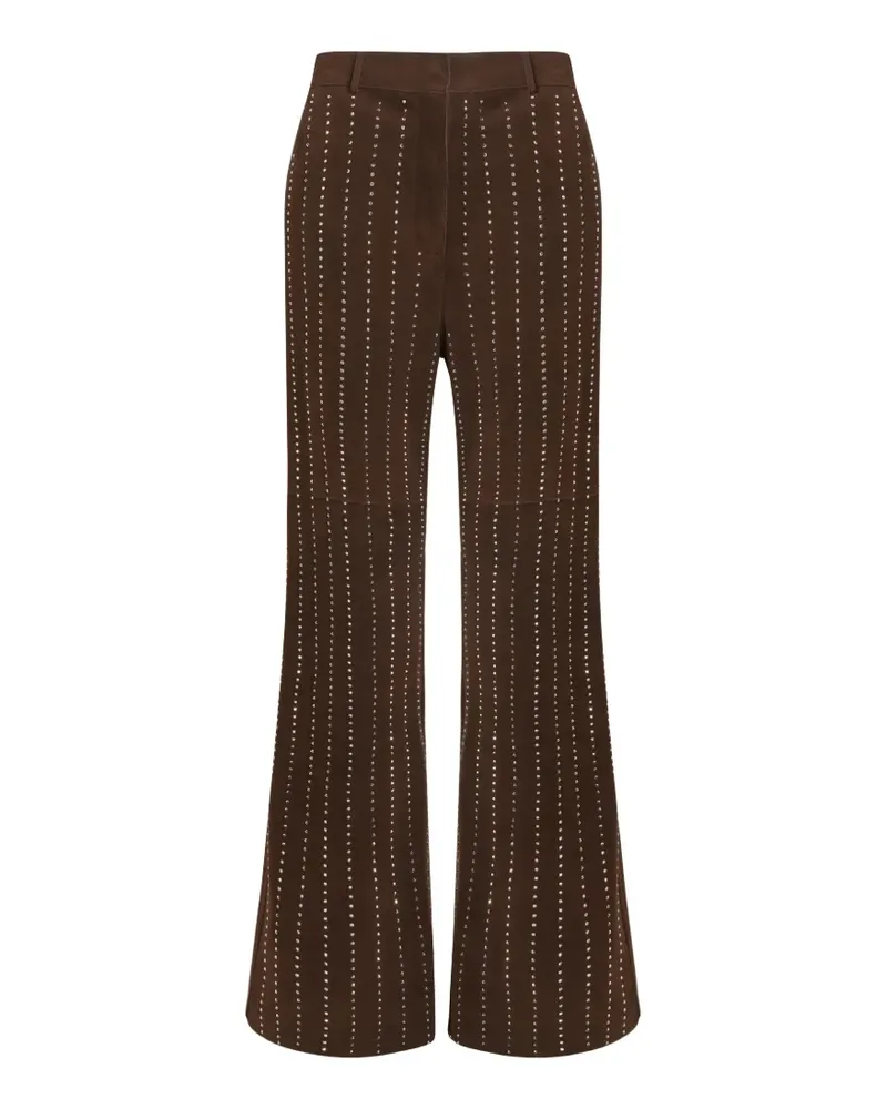 P.A.R.O.S.H. P.A.R.O H. Ausgestellte Hose aus Wildleder mit Strass - Braun Braun