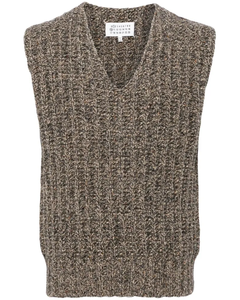 Maison Margiela Grob gestrickter Pullunder mit V-Ausschnitt - Grau Grau