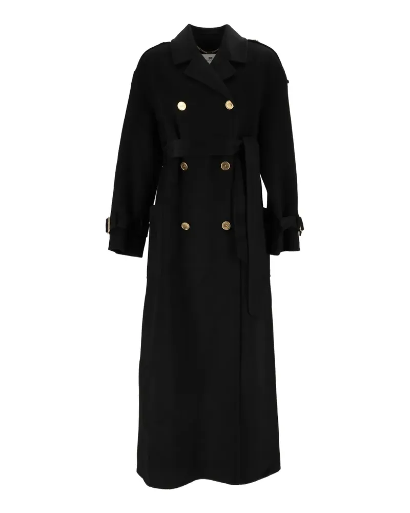 Elisabetta Franchi Doppelreihiger Mantel mit Gürtel - Schwarz Schwarz