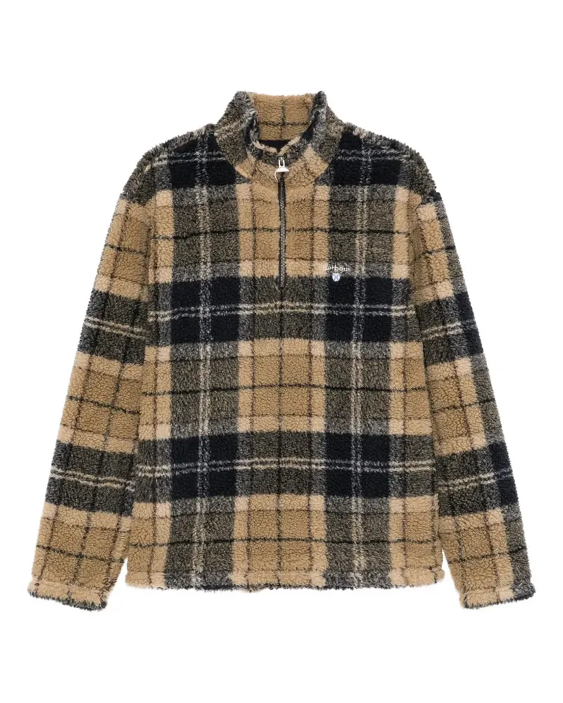 Barbour Schottenkaro-Fleecejacke mit kurzem Reißverschluss - Nude Nude
