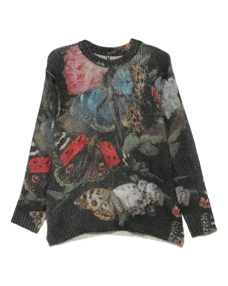 R13 Pullover mit Schmetterling-Print - Schwarz Schwarz