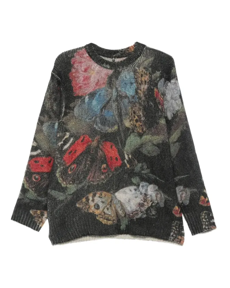 R13 Pullover mit Schmetterling-Print - Schwarz Schwarz