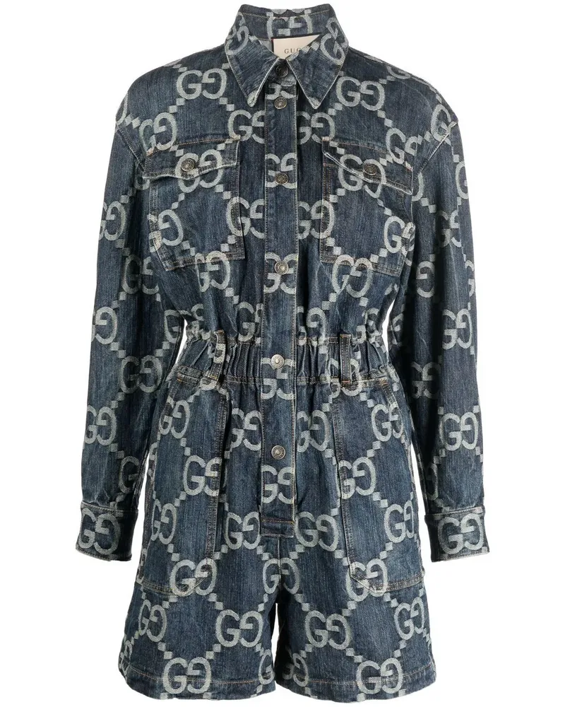 Gucci Jumbo GG Playsuit aus Denim - Blau Blau