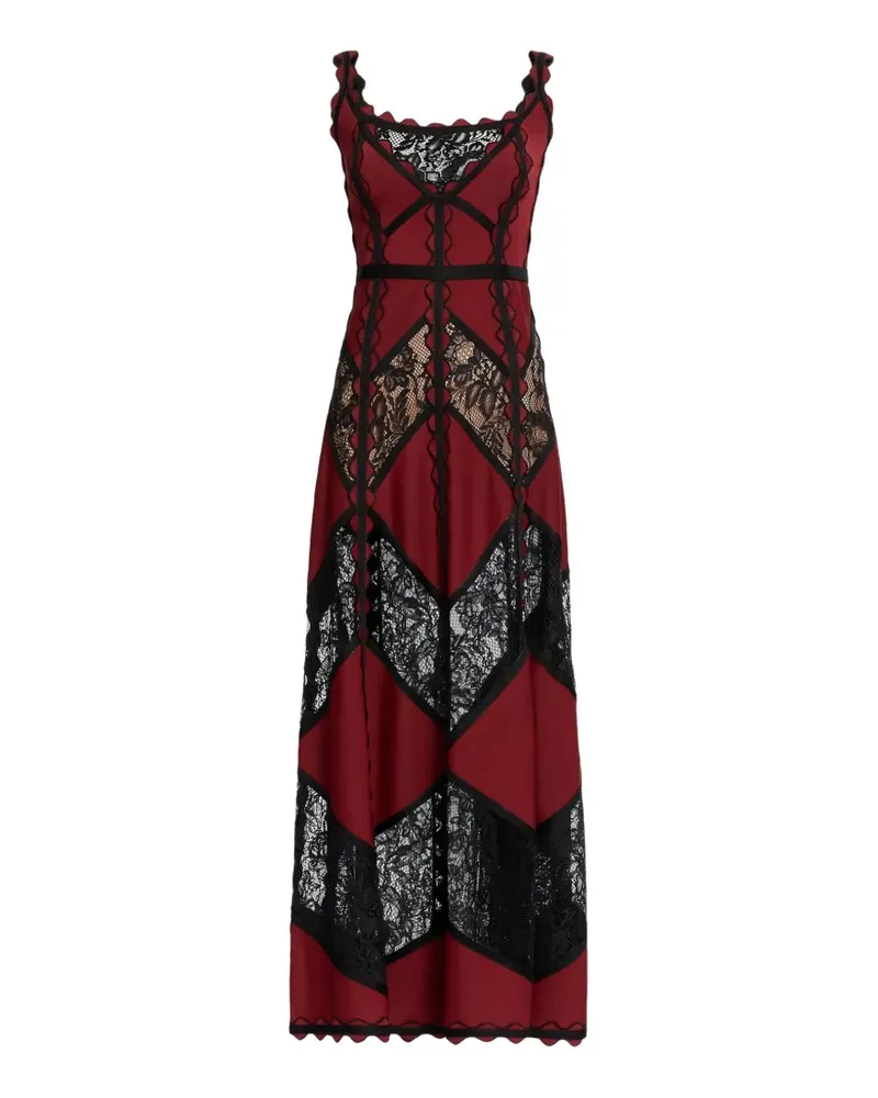 Elie Saab Maxikleid mit Spitzeneinsätzen - Rot Rot