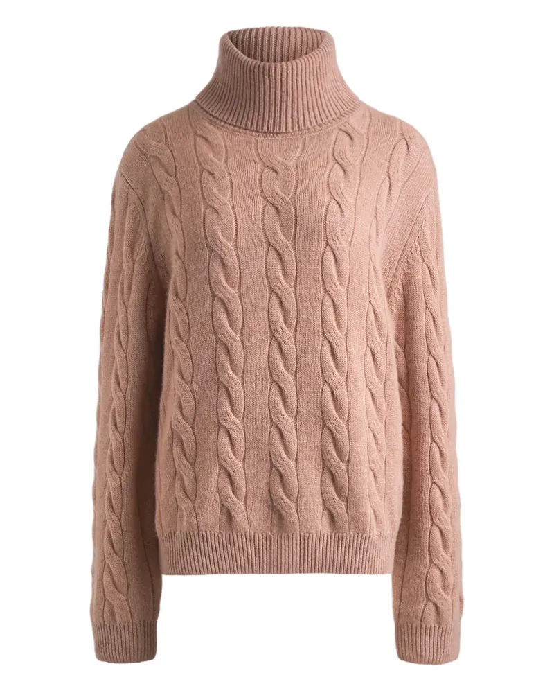 12 STOREEZ Rollkragenpullover mit Zopfmuster - Rosa Rosa