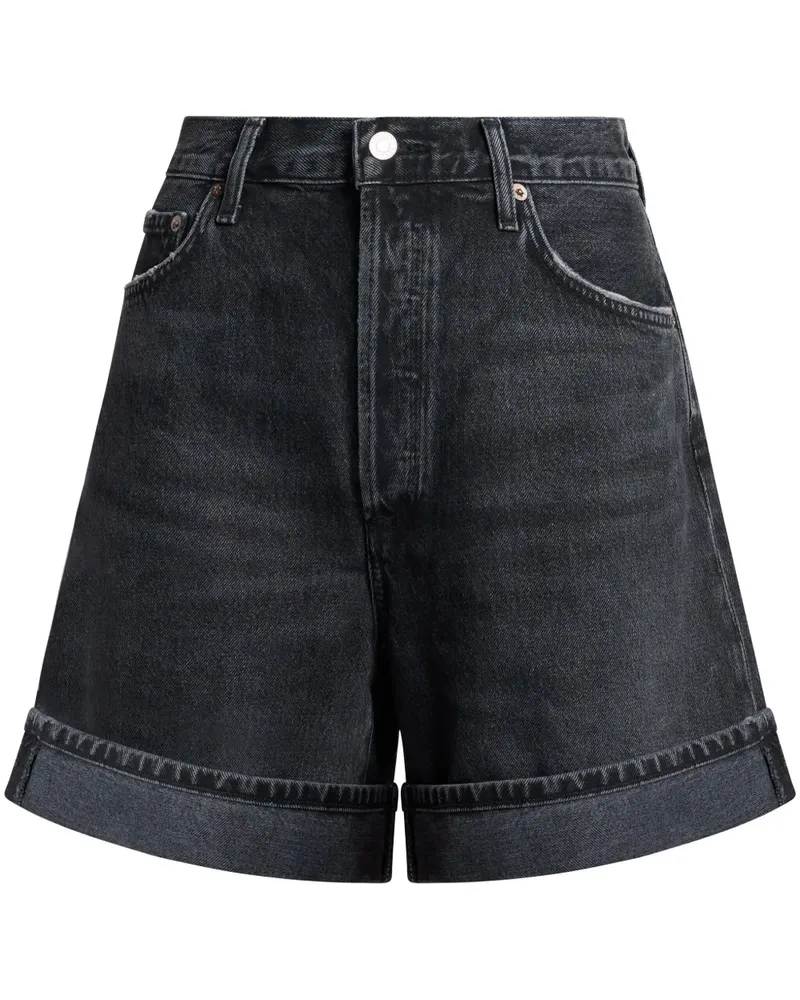 AGOLDE Hoch sitzende Dame Jeans-Shorts - Schwarz Schwarz
