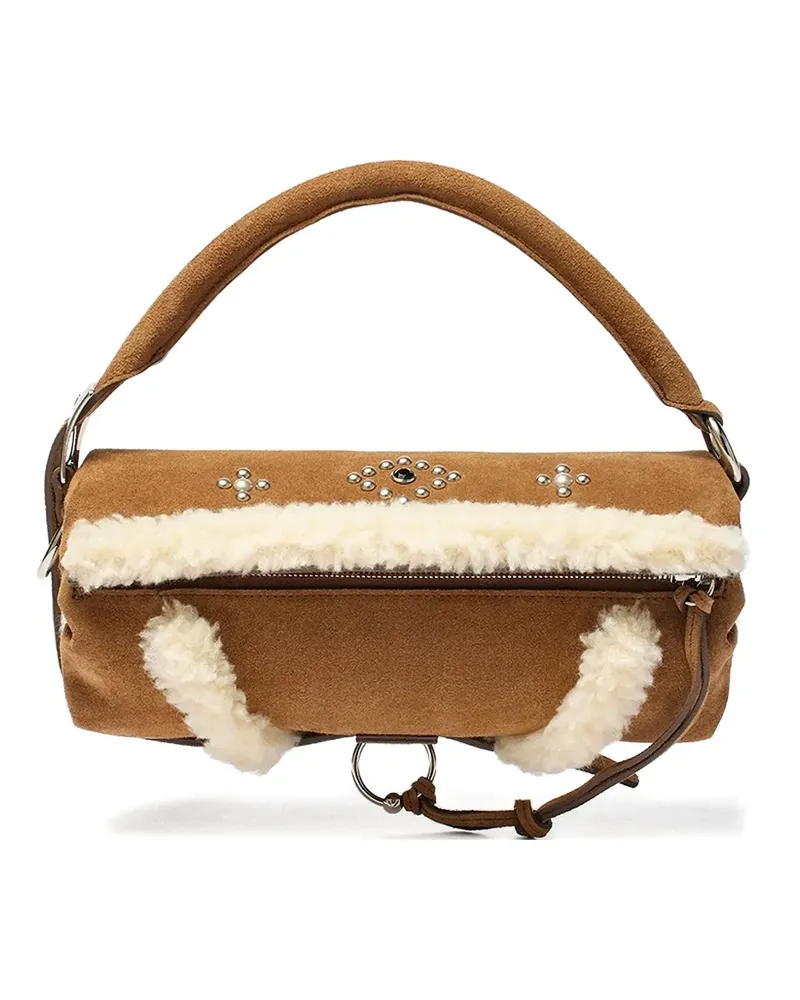 OPEN YY Kissen-Tote Bag mit Shearling-Nieten - Braun Braun