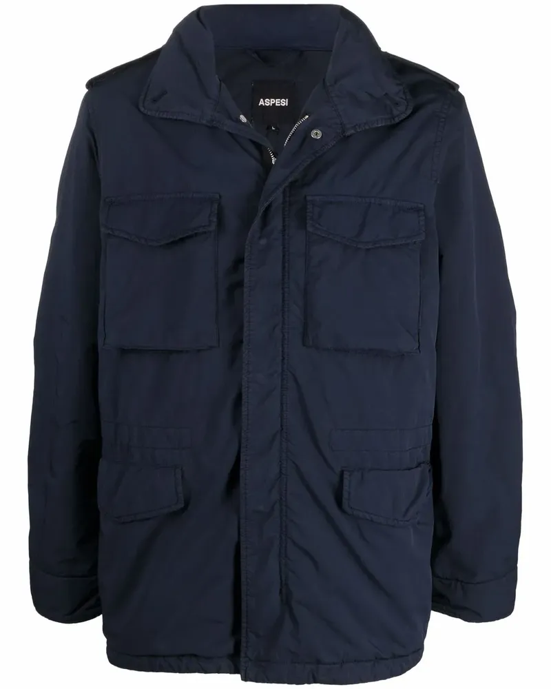ASPESI Military-Jacke mit Knitteroptik - Blau Blau