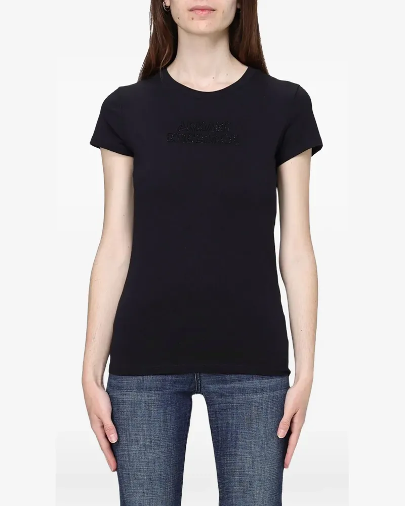 Armani Exchange T-Shirt mit Strass - Schwarz Schwarz