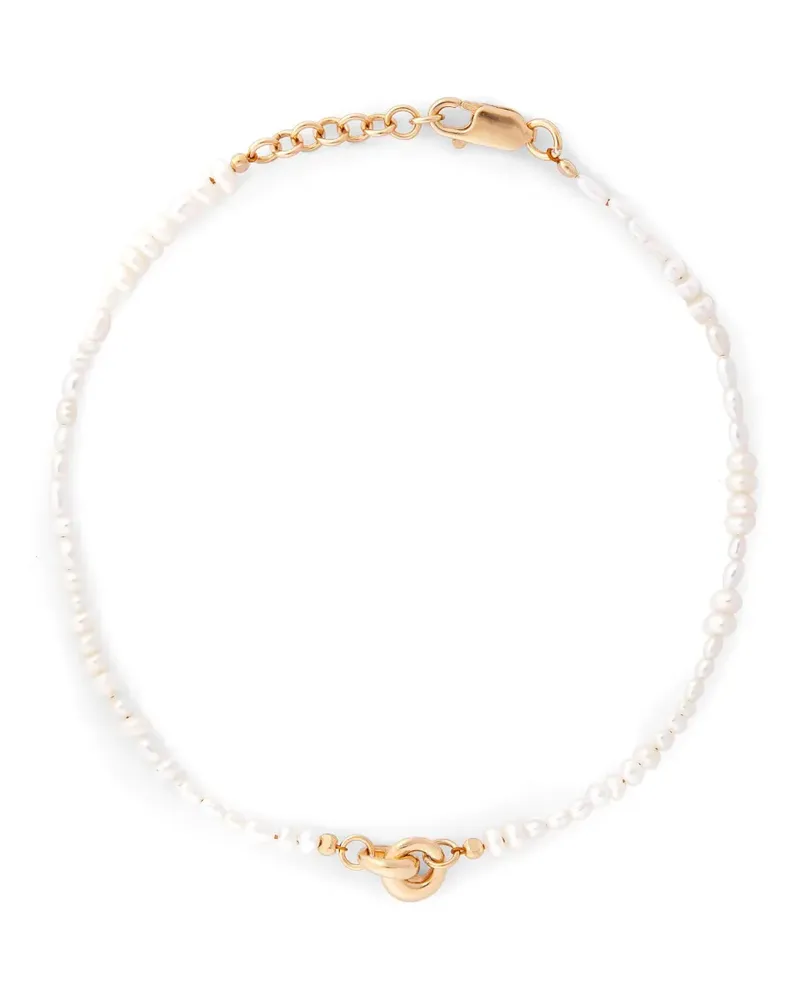 OTIUMBERG Link Up Fußkette mit Perlen - Gold Gold