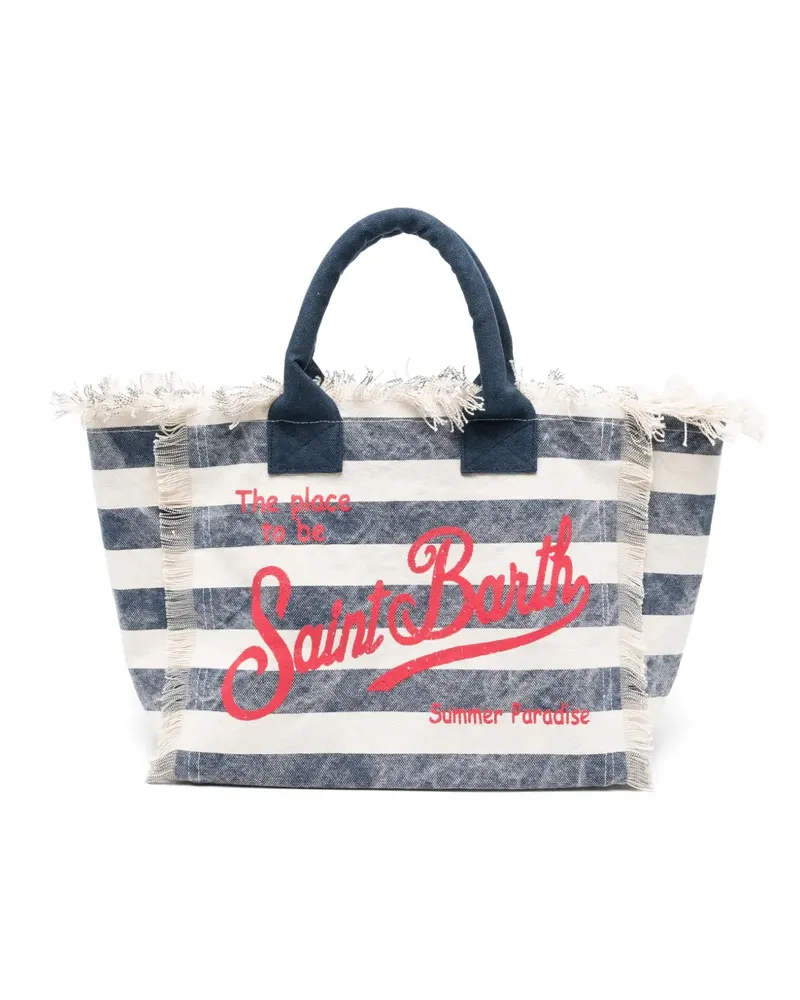 MC2 Saint Barth Vanity striped fringed tote bag - Blau Blau