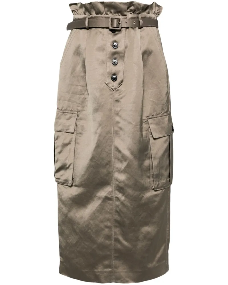 Self-Portrait Satin Cargo-Midirock - Nude Nude