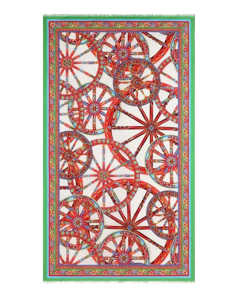 Dolce & Gabbana Baumwollsarong mit Carretto-Print - Weiß Weiß