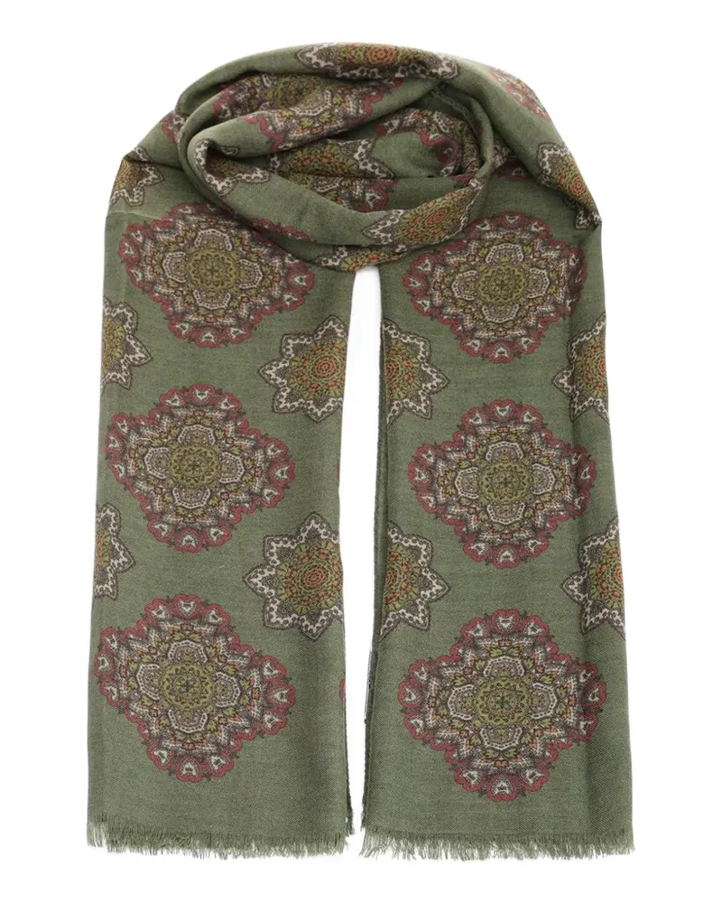 Al Duca D’Aosta 1902 patterned fringed scarf - Grün Grün