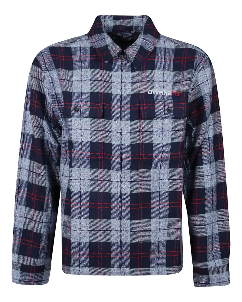AWAKE NY Flanellhemd mit Reißverschluss - Blau Blau