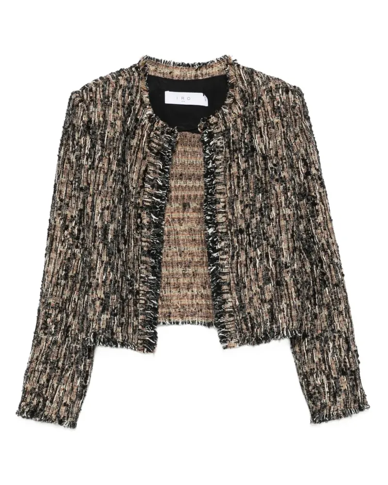 IRO Tweed-Jacke mit Fransen - Schwarz Schwarz