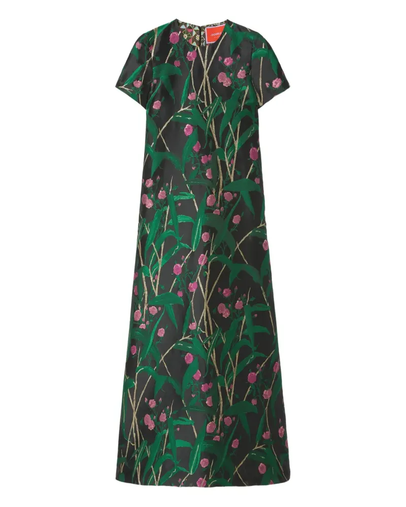 La DoubleJ Midikleid mit Blumenmuster - Schwarz Schwarz