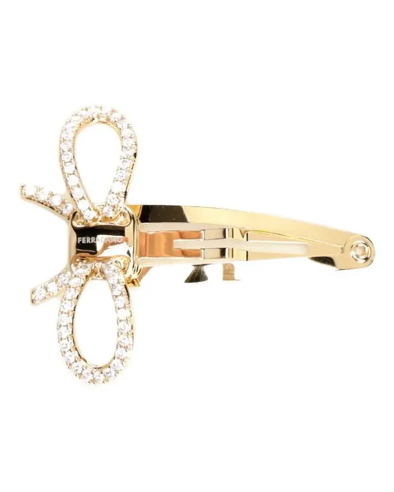 Ferragamo crystal-embellished bow hair clip - Gold Gold